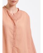 Tiriane sorbet - Oversized hemd van oudroze katoenvoile