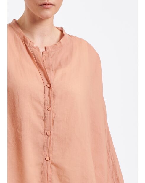 Tiriane sorbet - Oversized hemd van oudroze katoenvoile