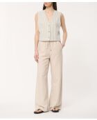 Jasha Ärmellose Weste aus Baumwolle mit geprägten Streifen, hellgrau