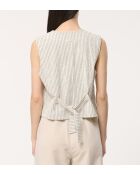 Jasha Ärmellose Weste aus Baumwolle mit geprägten Streifen, hellgrau