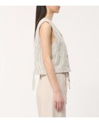 Jasha Ärmellose Weste aus Baumwolle mit geprägten Streifen, hellgrau