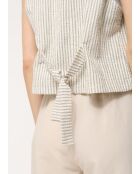 Jasha Ärmellose Weste aus Baumwolle mit geprägten Streifen, hellgrau