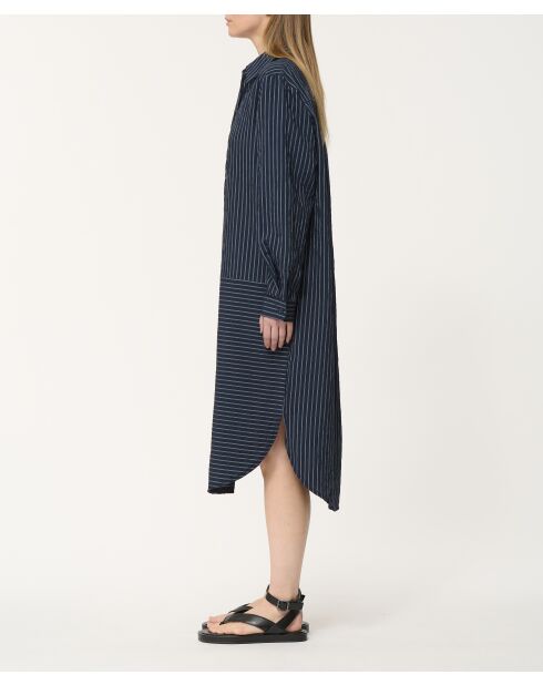 Jasa marineblaues, gerades Hemdkleid mit Streifen