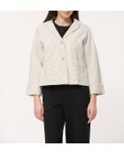 Grijze lichte grijze katoenen jas met wafelstrepen en wafelstrepen, losse pasvorm