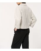 Grijze lichte grijze katoenen jas met wafelstrepen en wafelstrepen, losse pasvorm