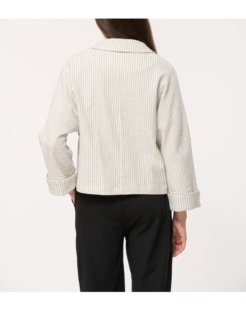 Grijze lichte grijze katoenen jas met wafelstrepen en wafelstrepen, losse pasvorm