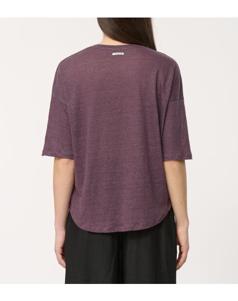 T-shirt morbida Berlin in lino fiammato prugna