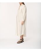 Judite ecru gestreepte katoenen hemdjurk