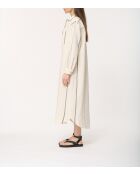 Judite ecru gestreepte katoenen hemdjurk