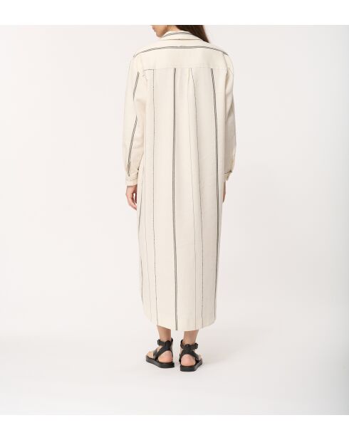 Judite ecru gestreepte katoenen hemdjurk