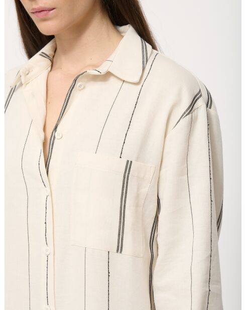 Judite ecru gestreepte katoenen hemdjurk