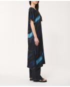 Marineblauwe rechte jurk met stropdas en kleurstof van Babeam