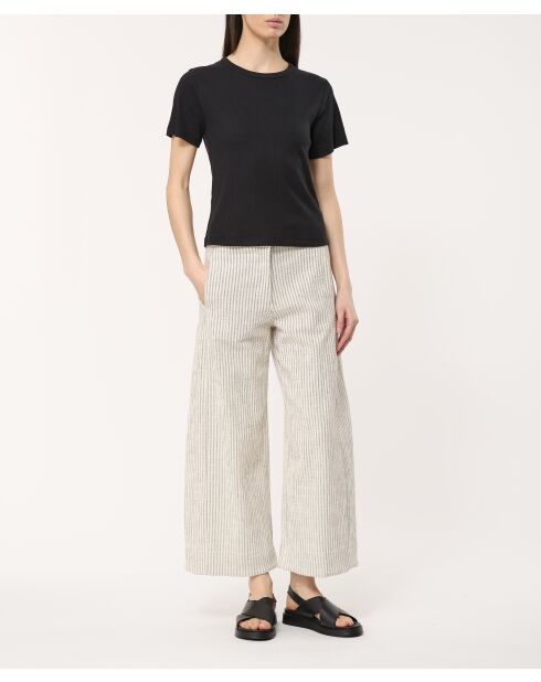 Camiseta ajustada negra acanalada Jumi