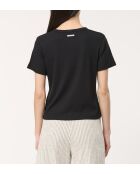 Jumi schwarzes, eng anliegendes, geripptes T-Shirt