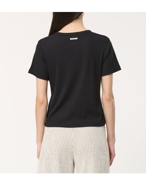 Camiseta ajustada negra acanalada Jumi