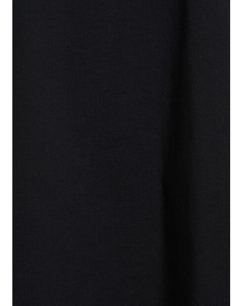 Bamory korte a-lijn jurk met mouwen in zwarte katoenen popeline