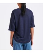 Locker geschnittenes T-Shirt aus geflammtem Leinen in Berlin-Indigoblau
