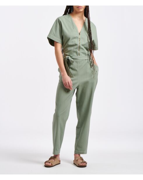 Baya Sage jumpsuit van katoenkeperstof, 7/8