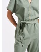 Baya Sage jumpsuit van katoenkeperstof, 7/8