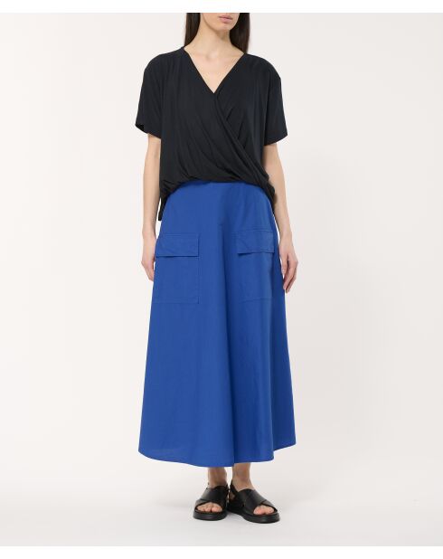 Benin midirok in indigo-popeline