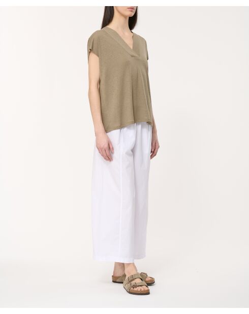 Bora Army T-Shirt aus Leinen mit lockerer Passform