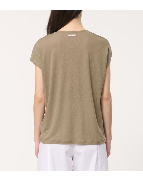 Bora Army T-Shirt aus Leinen mit lockerer Passform