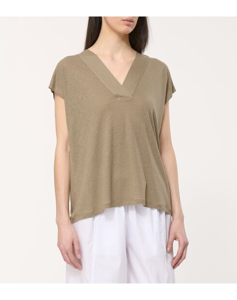 Bora Army T-Shirt aus Leinen mit lockerer Passform