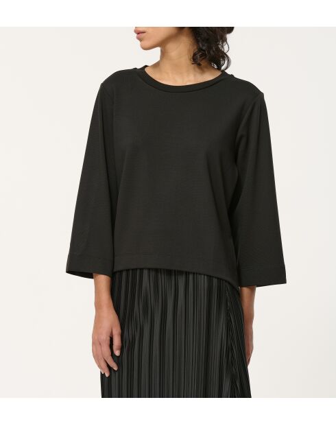 Schwarzes, locker sitzendes Oberteil aus Cadao aus Bi-Material