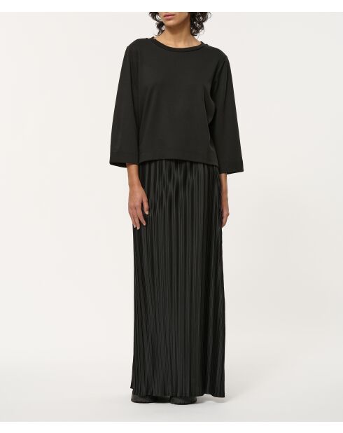 Schwarzes, locker sitzendes Oberteil aus Cadao aus Bi-Material