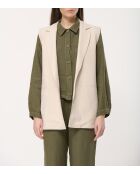 Beigefarbene ärmellose Anzugjacke aus Jaipur-Leinenmischung