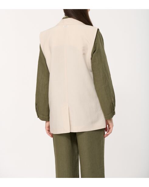 Beigefarbene ärmellose Anzugjacke aus Jaipur-Leinenmischung