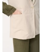 Beigefarbene ärmellose Anzugjacke aus Jaipur-Leinenmischung