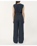 Lange en wijde jumpsuit in marineblauwe Tamaro modale ministreep