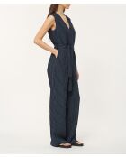 Lange en wijde jumpsuit in marineblauwe Tamaro modale ministreep