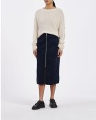 Marineblauer Bleistiftrock aus Baumwolle mit hoher Taille
