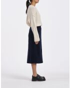 Marineblauer Bleistiftrock aus Baumwolle mit hoher Taille