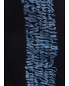 Donkerblauwe gestreepte satijnen rok van Bamako met stropdas en kleurstof