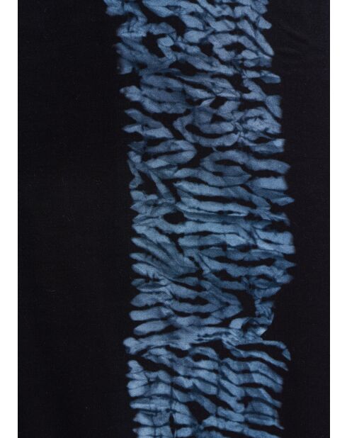 Donkerblauwe gestreepte satijnen rok van Bamako met stropdas en kleurstof