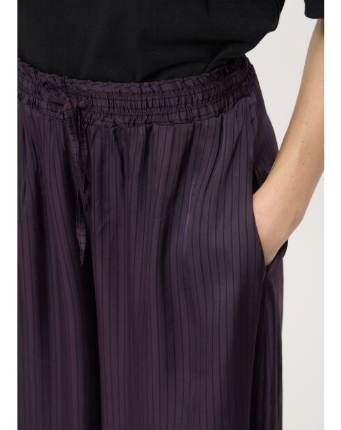 Bristom Hose aus pflaumenfarbenem Satin mit weitem Bein