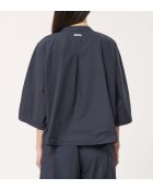 Marineblauw balshirt van effen katoen in popeline juni