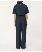 Langer und weiter Jumpsuit aus marineblauem Junzo-Modal-Ministreifen