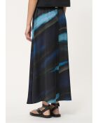 Donkerblauwe soepelvallende satijnen lange rok Bamako