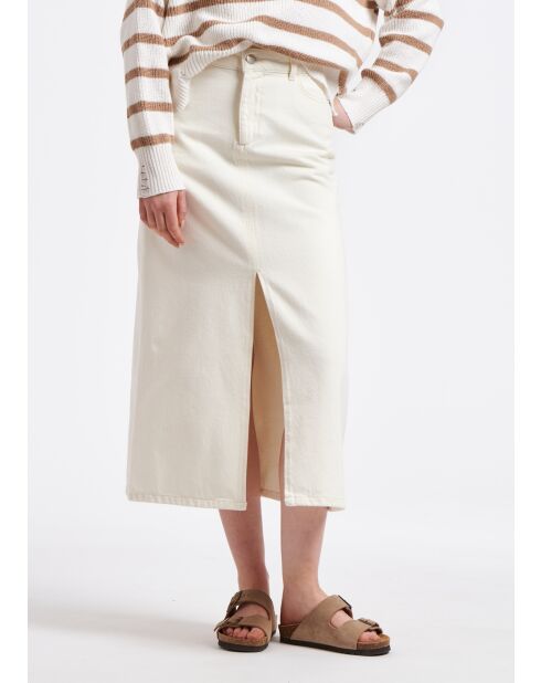 Bryce Coquillage lange rechte rok in ecru gabardine