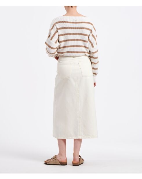 Bryce Coquillage lange rechte rok in ecru gabardine