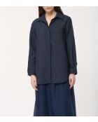 Dunkelblaues Oversize-Nadelstreifenhemd aus Modal