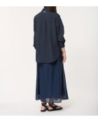 Dunkelblaues Oversize-Nadelstreifenhemd aus Modal