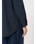 Dunkelblaues Oversize-Nadelstreifenhemd aus Modal