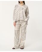 Übergroßes, ecrufarbenes Baumwollhemd mit Basma-Gemüseprint