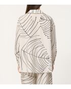 Übergroßes, ecrufarbenes Baumwollhemd mit Basma-Gemüseprint