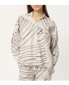 Übergroßes, ecrufarbenes Baumwollhemd mit Basma-Gemüseprint